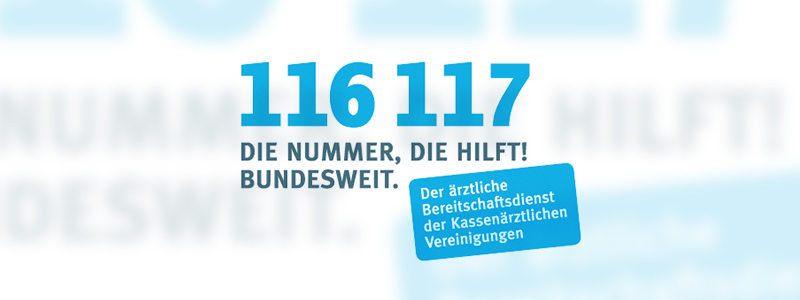 Das Bild zeigt eine Telefonnummer "116 117" mit dem Schriftzug "Die Nummer, die Hilft! Bundesweit."