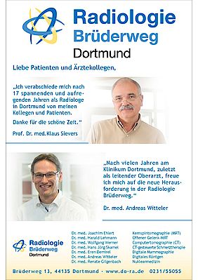 Das Bild zeigt eine Broschüre der Radiologie Brüderweg Dortmund