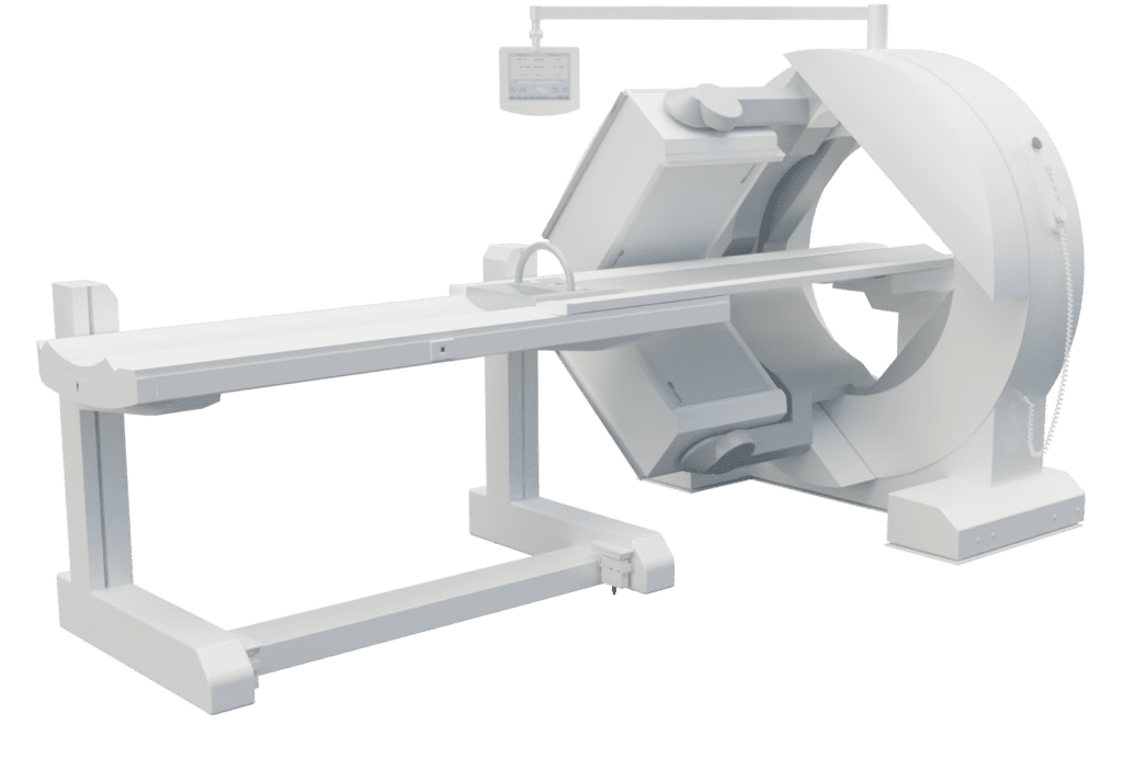 Das Bild zeigt ein 3D-Modell einer MRT-Maschine
